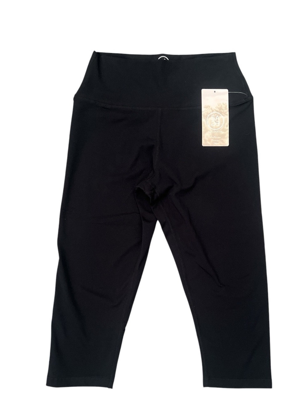 NWT Sage Collective Black Capri Leggings Mid Rise Stretch Yoga Small Retail $55